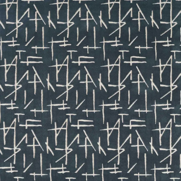 Dolmens Velvet Fabric - Midnight by blue geometric velvet-chenille fabric from Harlequin