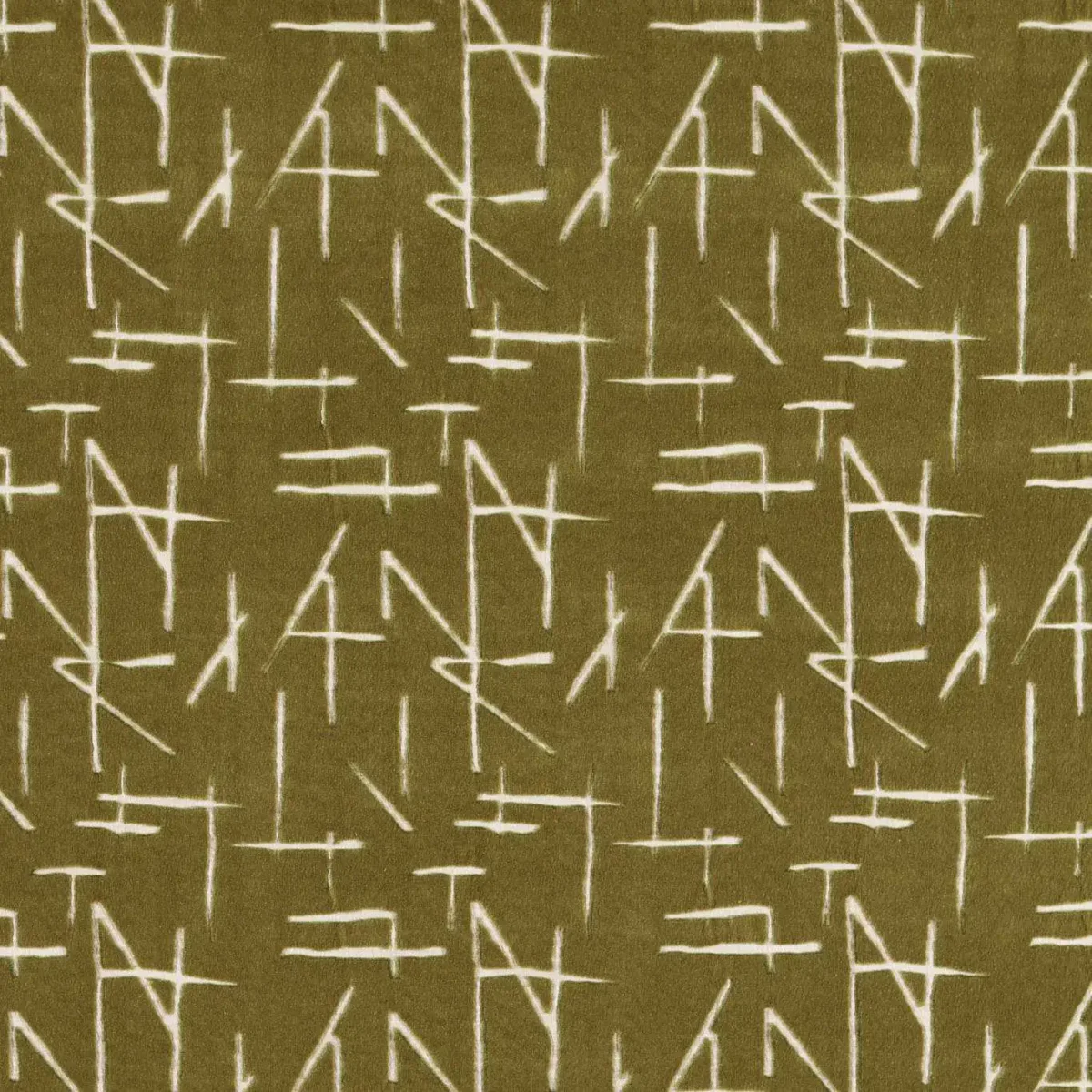 Dolmens Velvet Fabric - Moss by green geometric velvet-chenille fabric from Harlequin