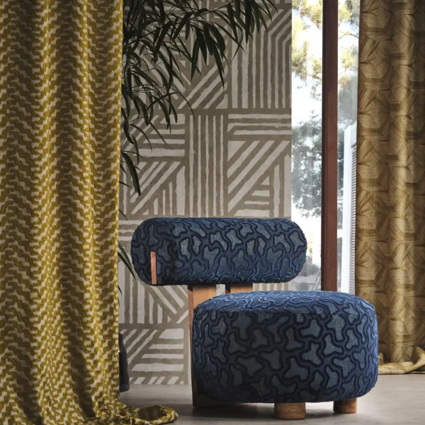 Thicket Fabric - Citrine by yellow misc curtain with pouf and wall