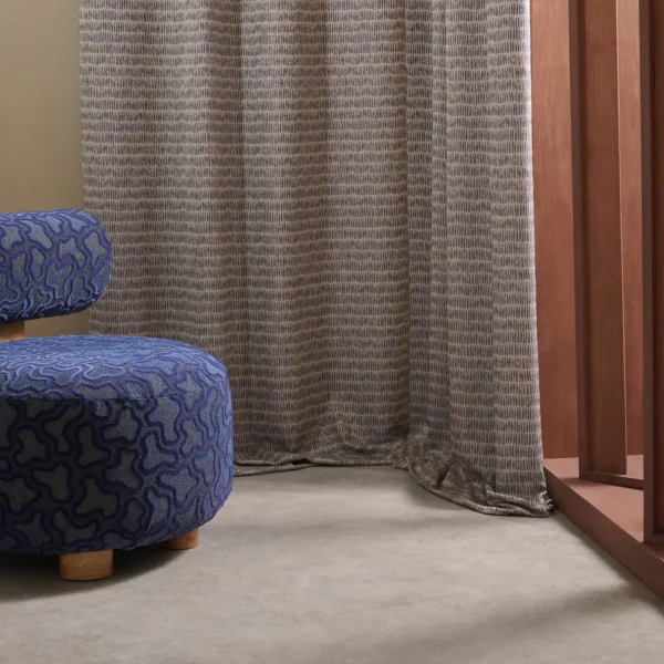 Silt Fabric - Ink / Stone by blue misc curtain with armchair and window
