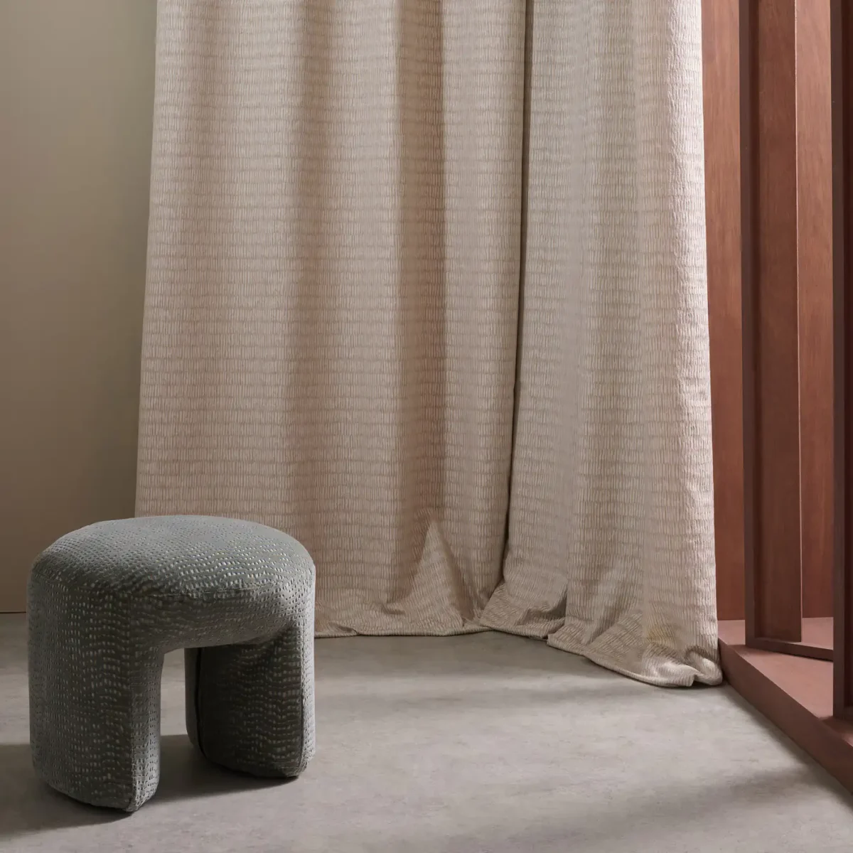 Silt Fabric - Chalk / Opal by neutral misc curtain with armchair and window