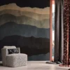 red misc curtain with wall and armchair