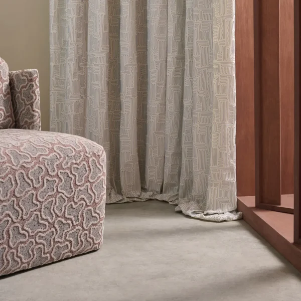 Hollow Fabric - Sky by blue misc curtain with armchair and window