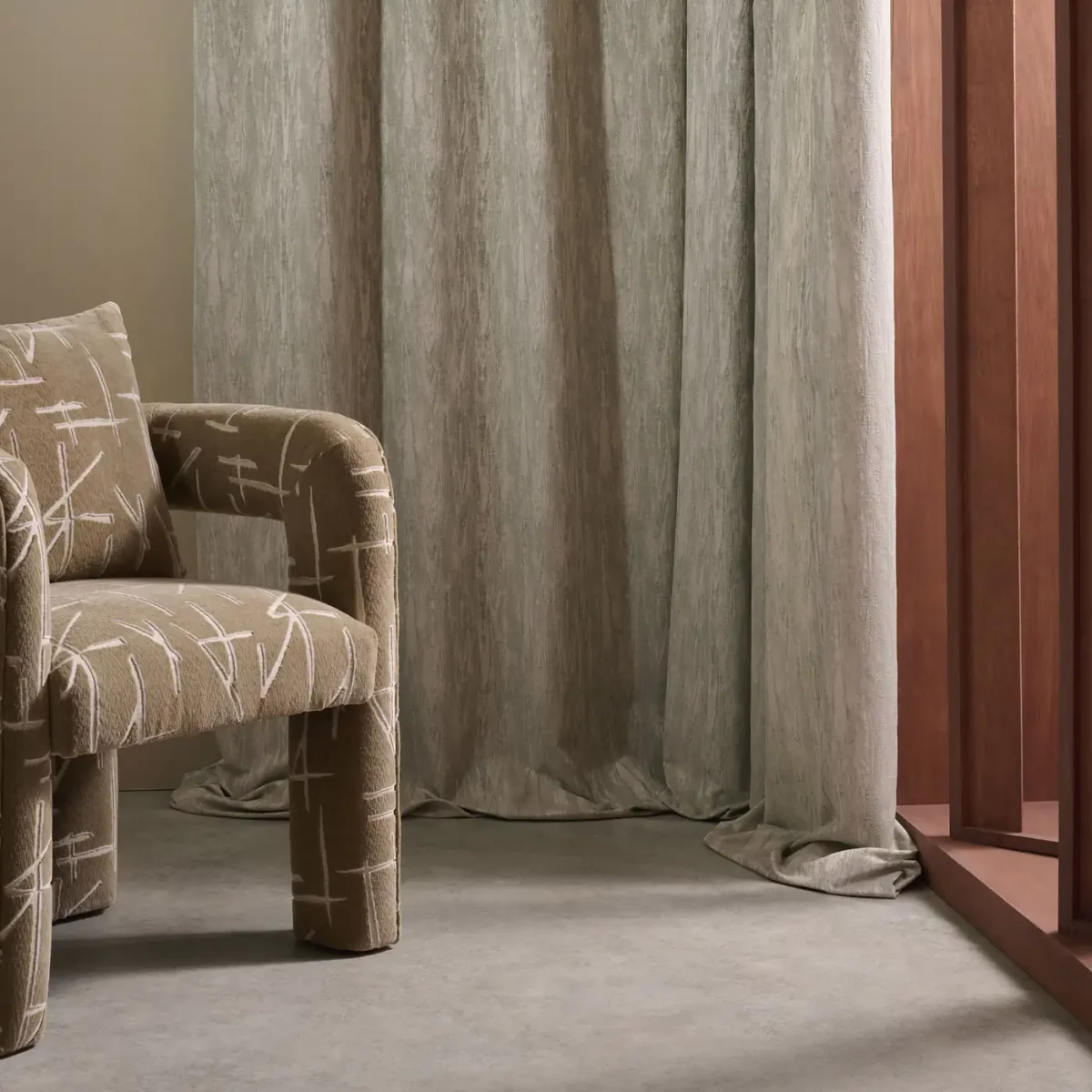 Erosion Fabric - Aloe by green misc curtain with armchair and window