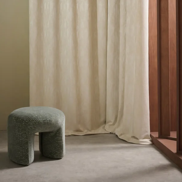 Erosion Fabric - Chalk by neutral misc curtain with armchair and window