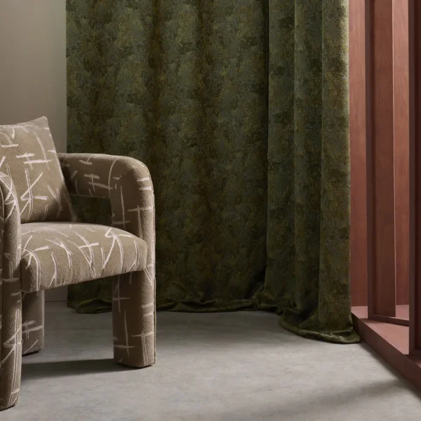 Eliasson Fabric - Kyanite / Emerald by green misc curtain with armchair and window