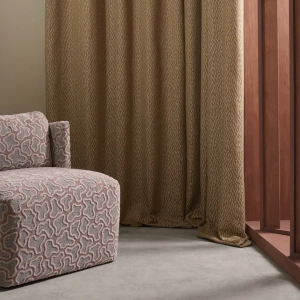 Altar Fabric - Gold by brown misc curtain with armchair and window