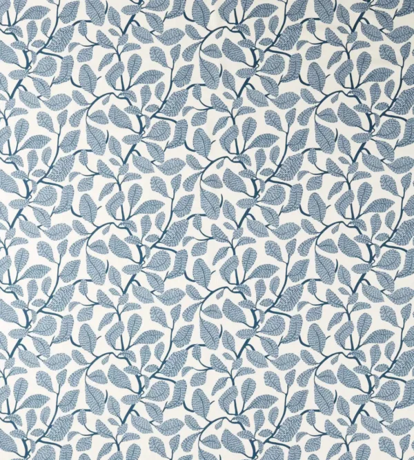 Sweet Bay Print Fabric - Indigo by blue botanical printed fabric from Scion