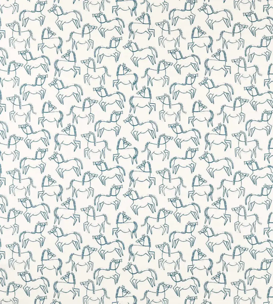 Canter Print Fabric - Ink by blue animal printed fabric from Scion
