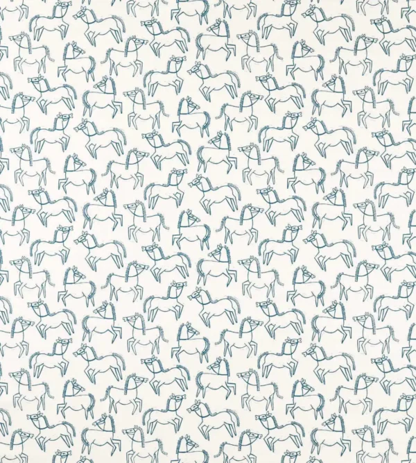 Canter Print Fabric - Ink by blue animal printed fabric from Scion