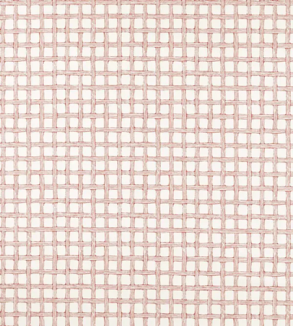 Fretwork Print Fabric - Ladybird Red by red checked printed fabric from Scion
