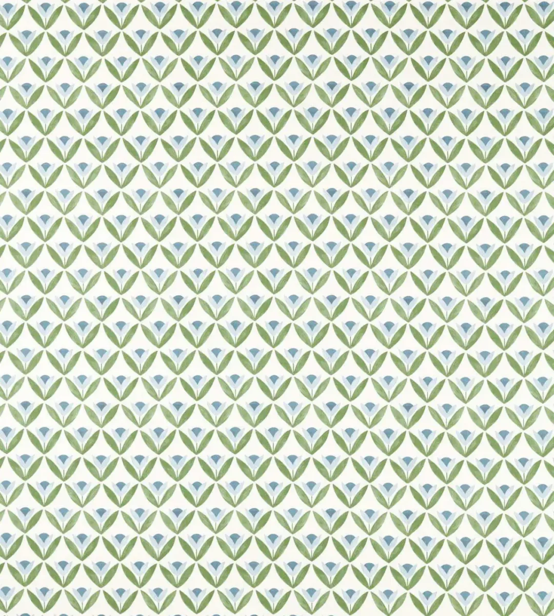 Tulip Trellis Print Fabric - Coast Blue by green botanical printed fabric from Scion