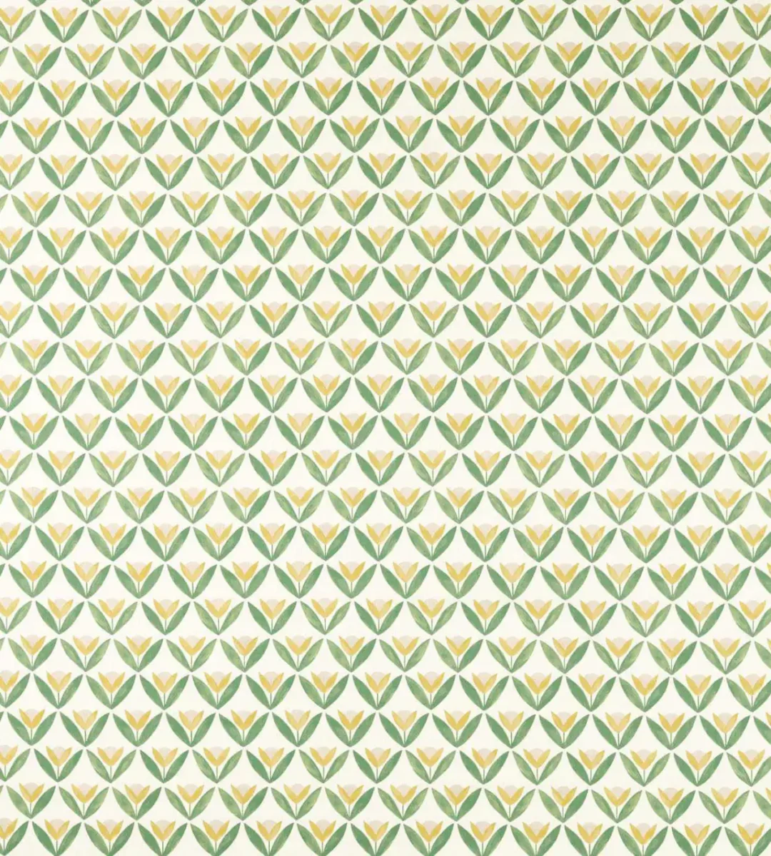Tulip Trellis Print Fabric - Honey by green botanical printed fabric from Scion