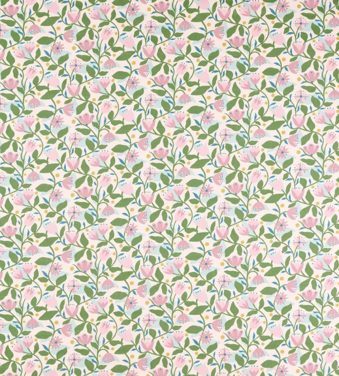 Dancing Daisies Print Fabric - Lilac by green botanical printed fabric from Scion