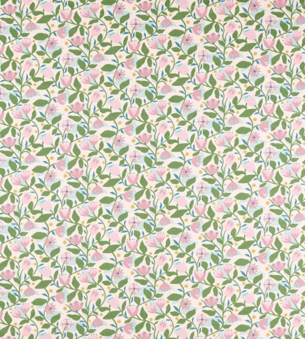 Dancing Daisies Print Fabric - Lilac by green botanical printed fabric from Scion