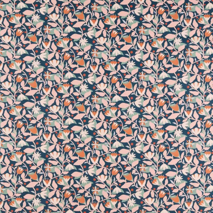 Dancing Daisies Print Fabric - Midnight swatch