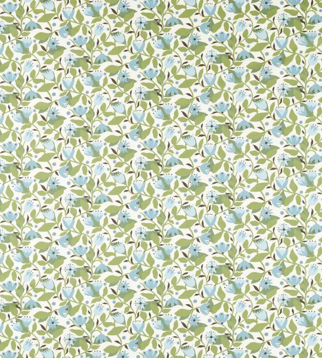 Dancing Daisies Print Fabric - Cornflower by green botanical printed fabric from Scion