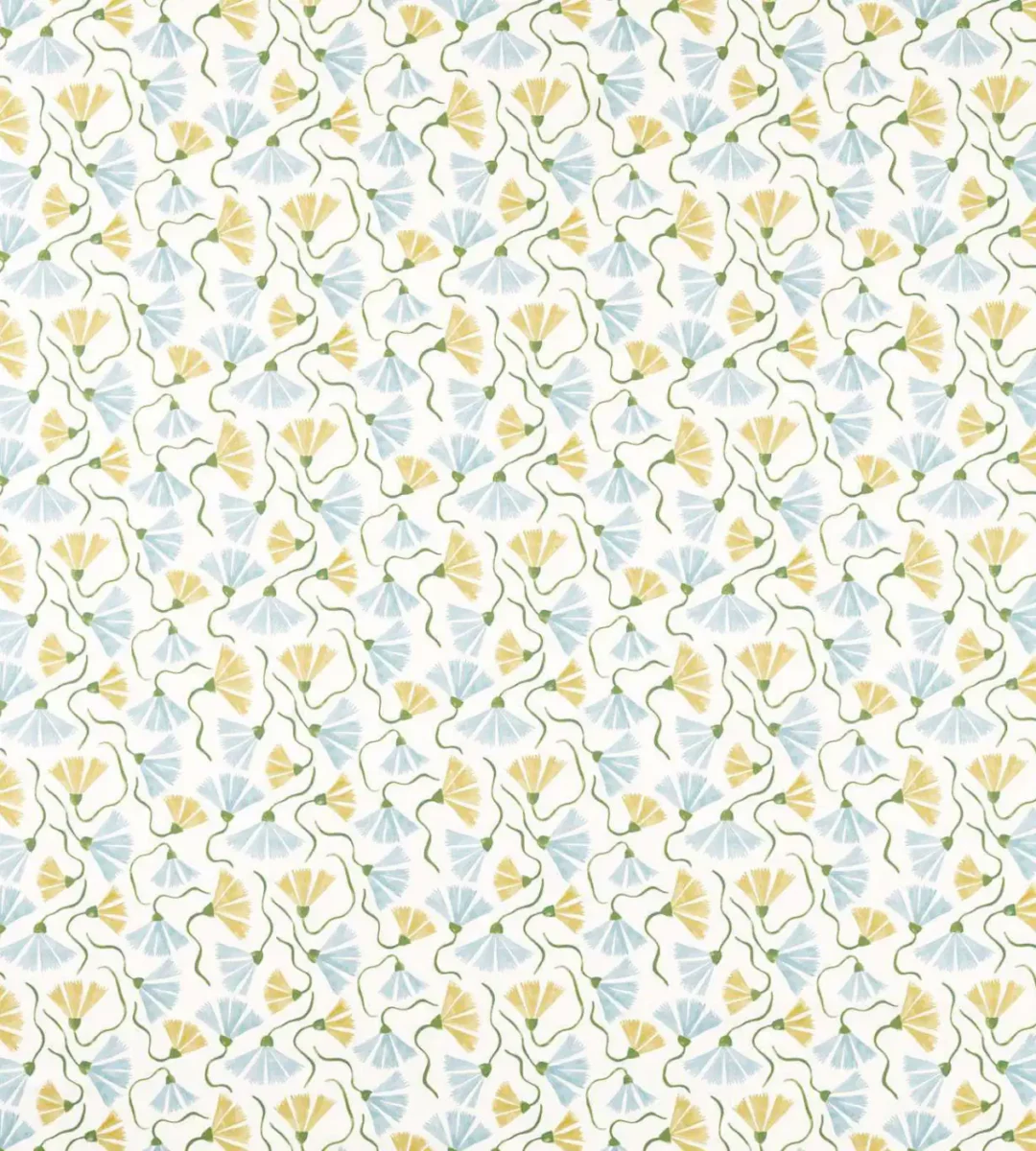 yellow botanical printed fabric from Scion