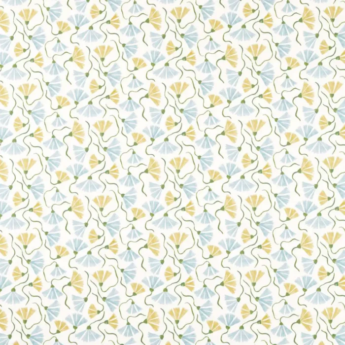 Fringed Poppy Print Fabric - Honey Cornflower swatch
