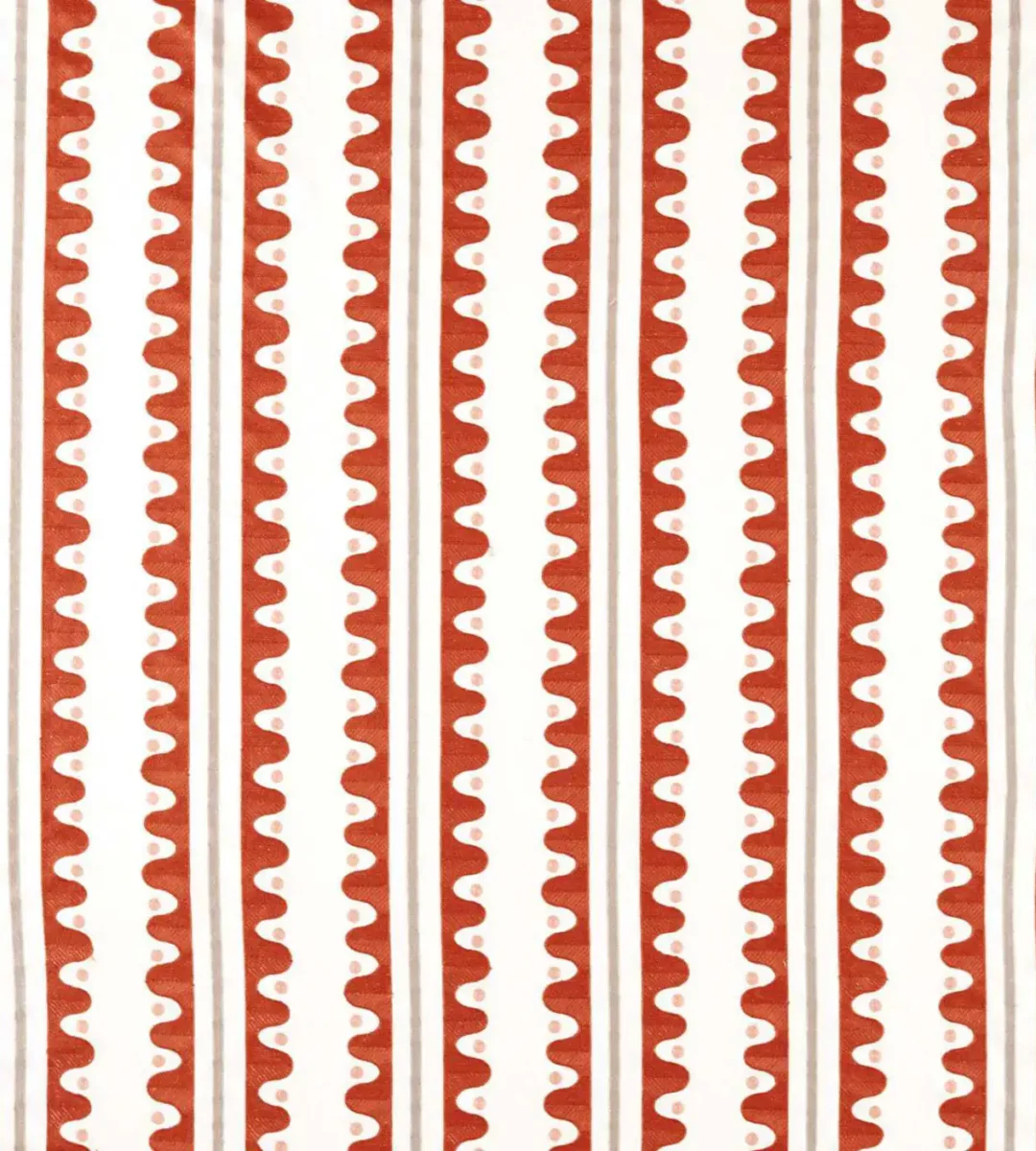 red striped embroideried fabric from Scion