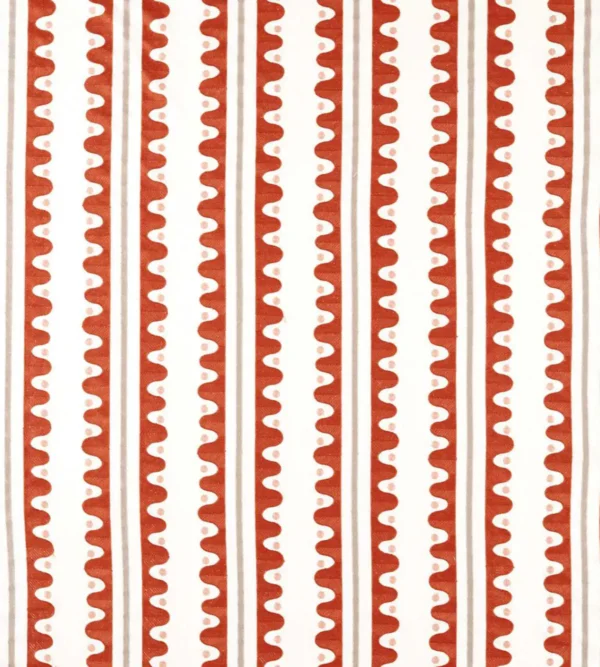 Oakham Embroidery Fabric - Tomato by red striped embroideried fabric from Scion