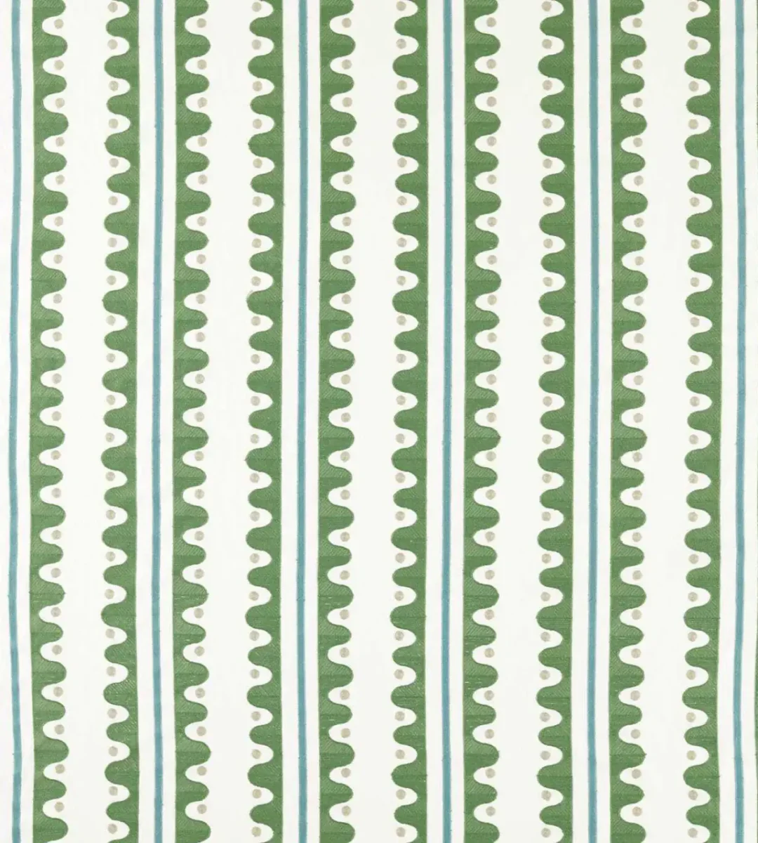 Oakham Embroidery Fabric - Forest by green striped embroideried fabric from Scion