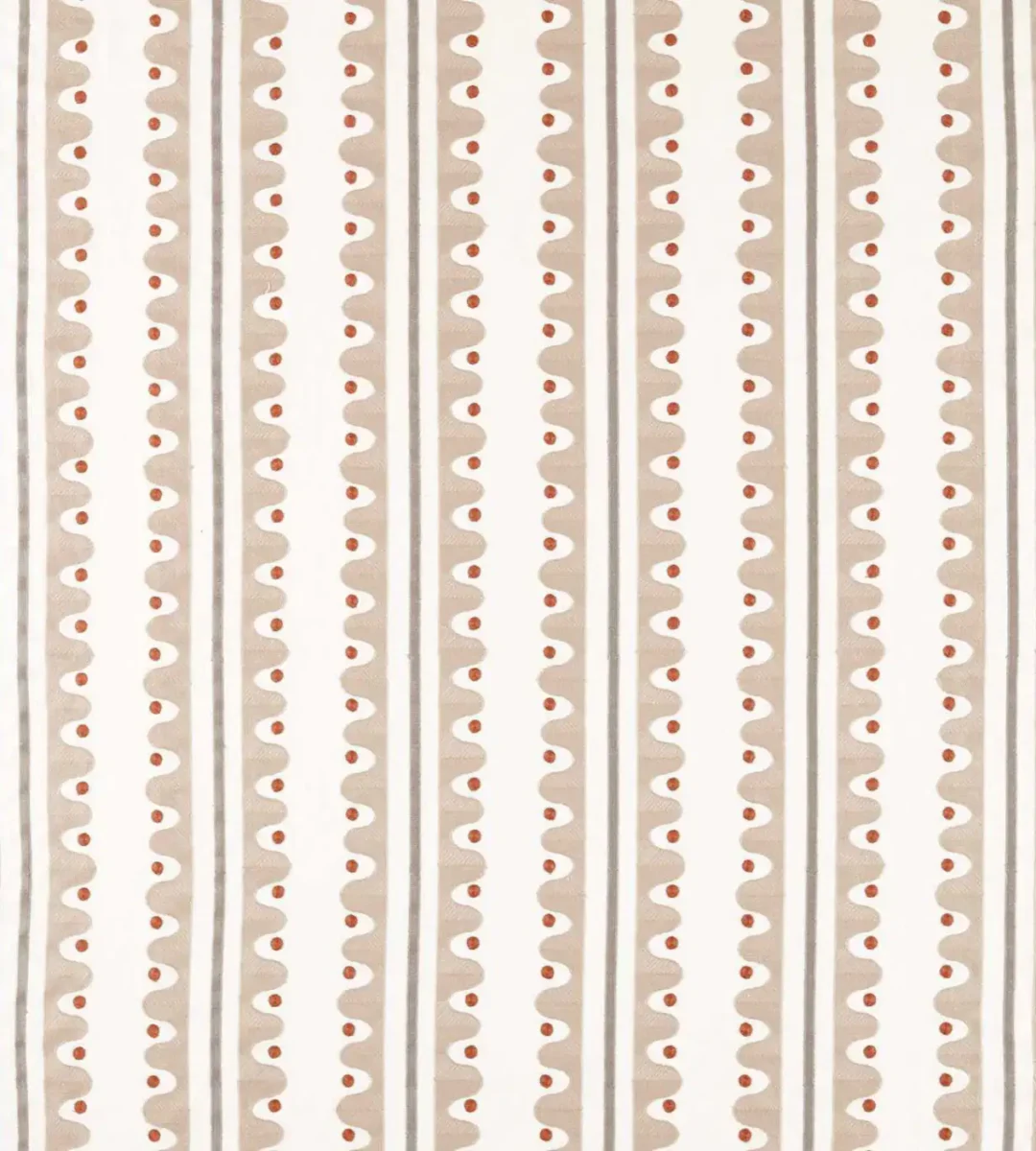 Oakham Embroidery Fabric - Mushroom by neutral striped embroideried fabric from Scion