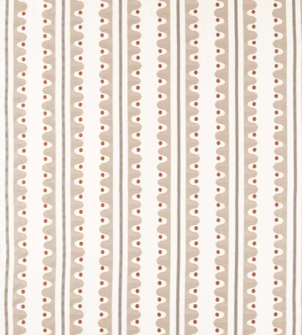 Oakham Embroidery Fabric - Mushroom by neutral striped embroideried fabric from Scion