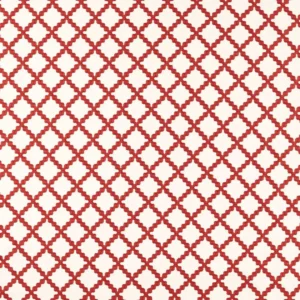 red geometric embroideried fabric from Scion