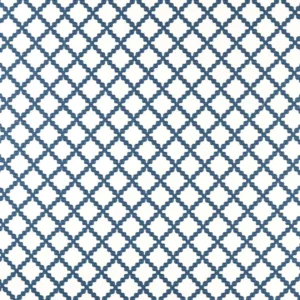 blue geometric embroideried fabric from Scion
