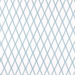 blue geometric embroideried fabric from Scion