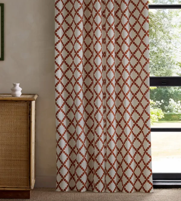 Swithland Embroidery Fabric - Ladybird Red by red geometric curtain with cabinets and window