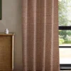 red striped curtain with cabinets and window