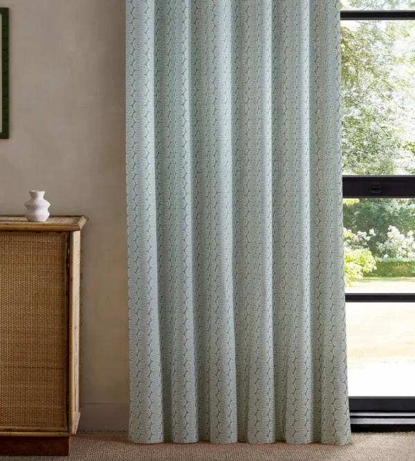 Raft Stripe Print Fabric - Coast Blue by blue striped curtain with cabinets and window