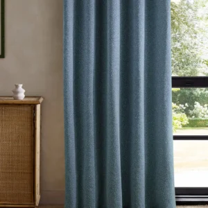 blue misc curtain with cabinets and window