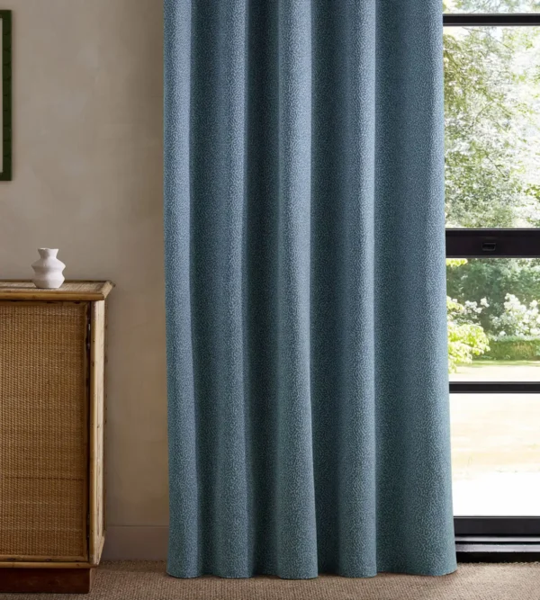 Duckweed Weave Fabric - Coast Blue by blue misc curtain with cabinets and window