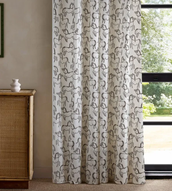 Canter Print Fabric - Chestnut by brown animal curtain with cabinets and window