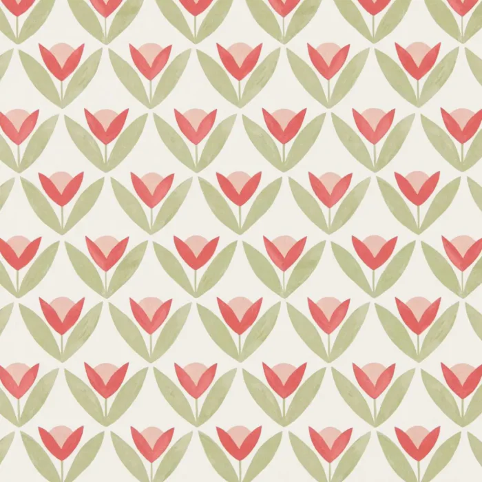 Tulip Trellis Wallpaper - Berry swatch