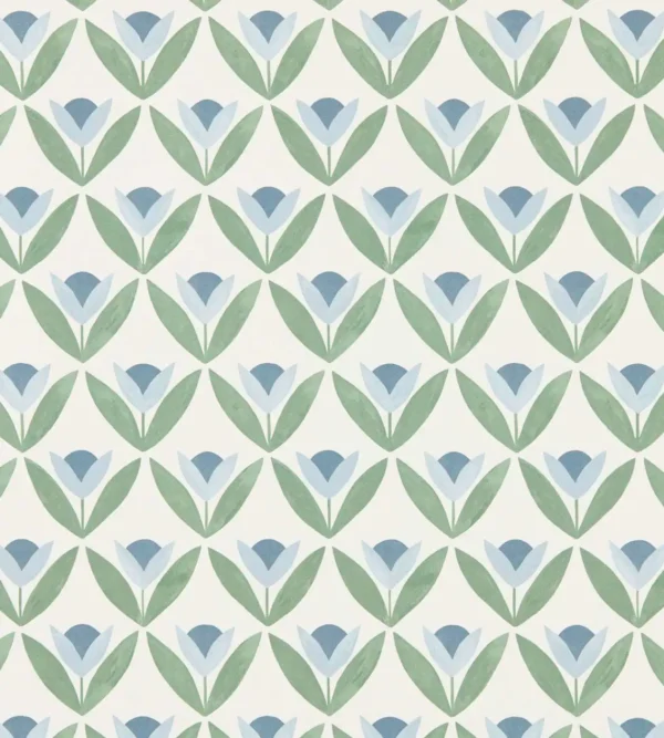 Tulip Trellis Wallpaper - Coast Blue by green botanical wallpaper from scion