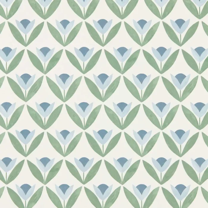 Tulip Trellis Wallpaper - Coast Blue swatch