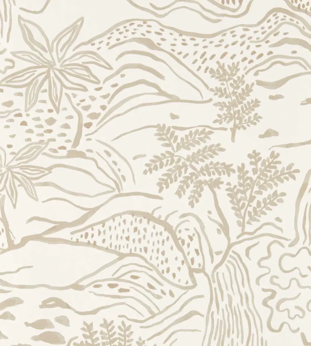 neutral botanical wallpaper from scion