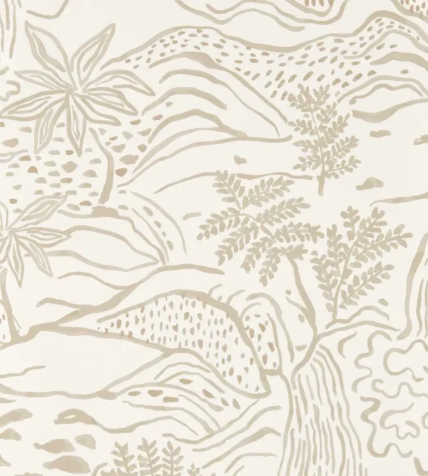 Falling Foss Wallpaper - Linen by neutral botanical wallpaper from scion