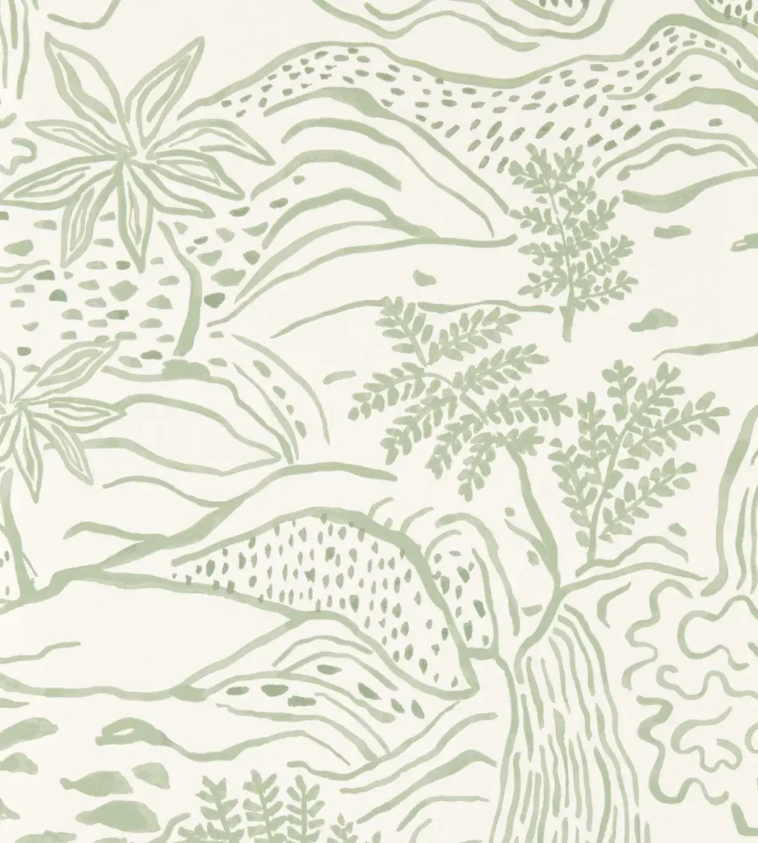Falling Foss Wallpaper - Sage by green botanical wallpaper from scion