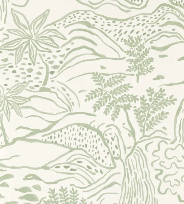 Falling Foss Wallpaper - Sage by green botanical wallpaper from scion
