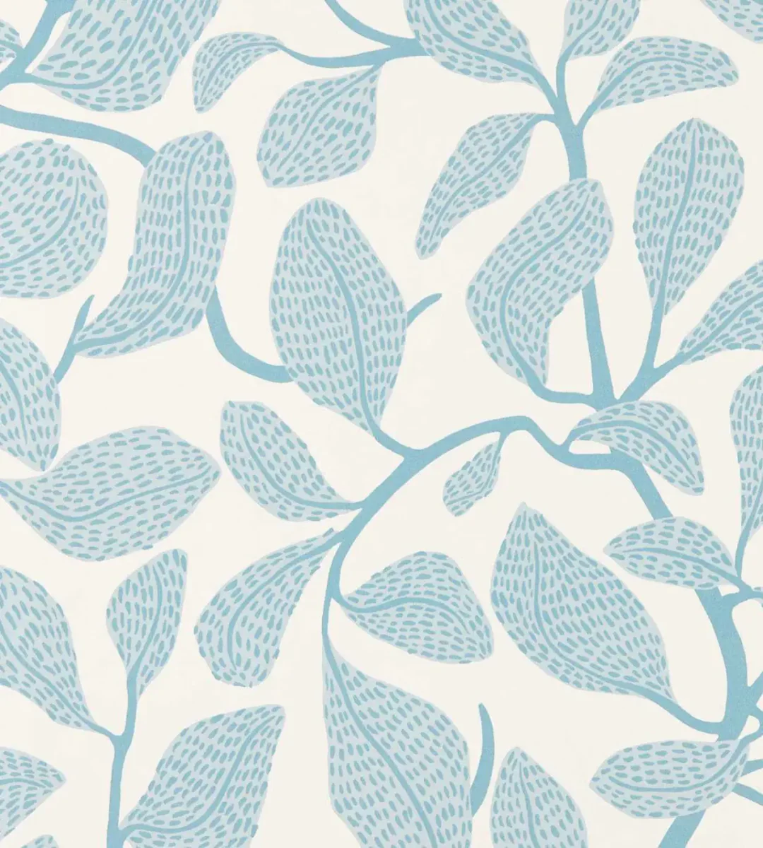 blue botanical wallpaper from scion