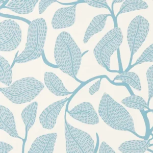 blue botanical wallpaper from scion