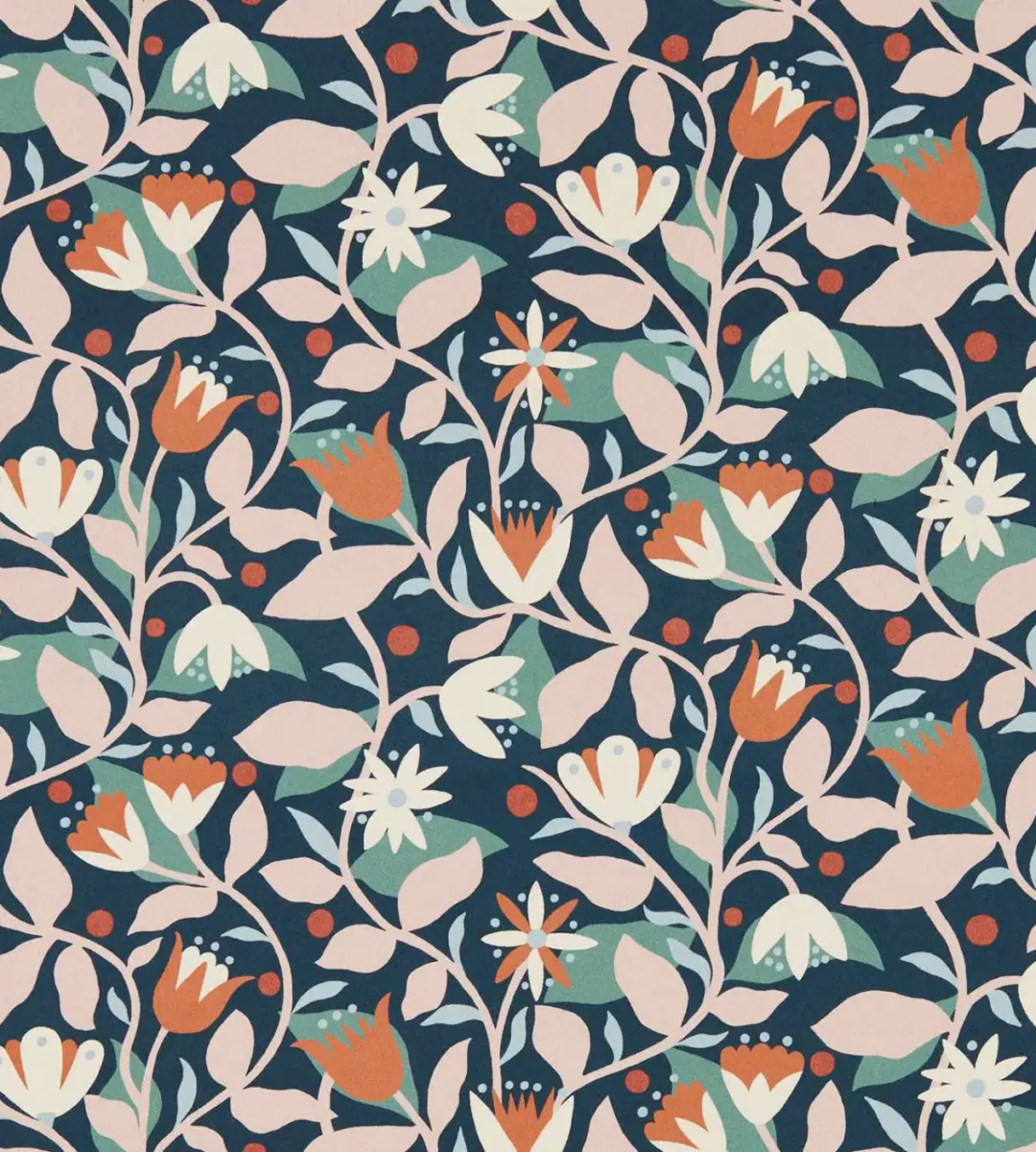 Dancing Daisies Wallpaper - Midnight by blue botanical wallpaper from scion
