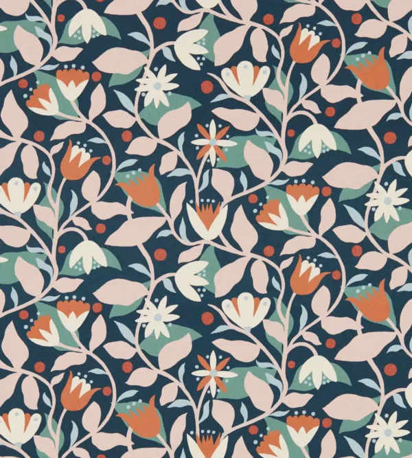 Dancing Daisies Wallpaper - Midnight by blue botanical wallpaper from scion