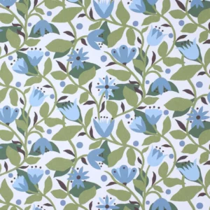 blue botanical wallpaper from scion
