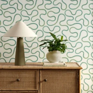green misc wallpaper and wall with cabinets and vases